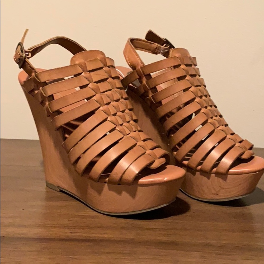 Mossimo Supply Co. brown leather wedges.